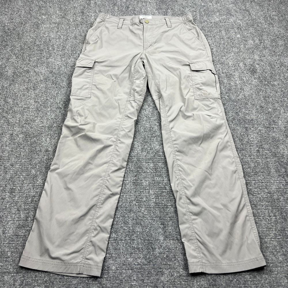 LL Bean Tropicwear Pants Mens Medium Gray Nylon Cargo Stretch Outdoor 512804